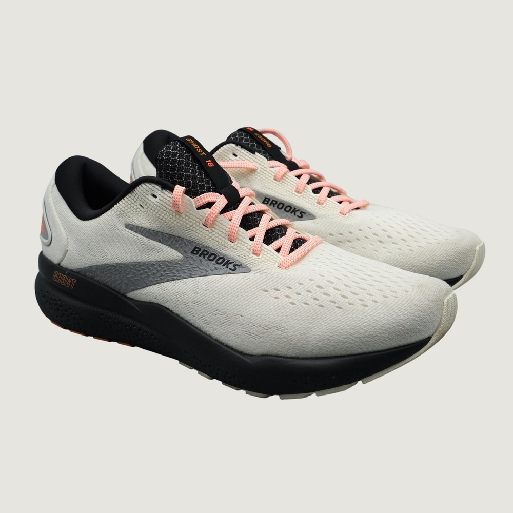 Brooks Ghost 16 Mens White Black Running Shoes 1104181D157 Size 13 Athletic